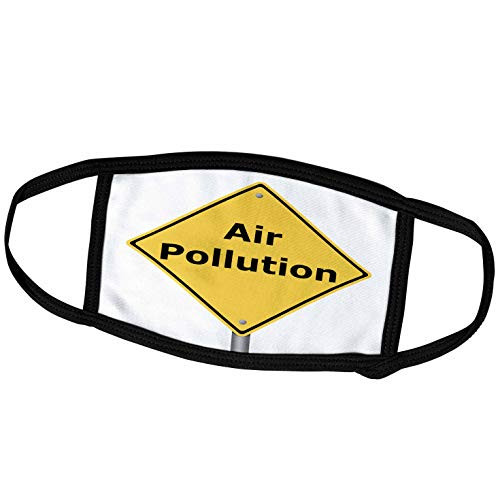 3dRose Henrik Lehnerer Designs - Illustrations - Yellow Warning Sign with The Writing Air Pollution. - Face Masks (fm_240394_1)