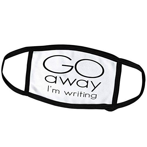 3dRose Xander Funny Quotes - Go Away, Im Writing, Black Lettering on a White Background - Face Masks (fm_253924_2)