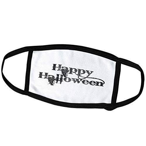 3dRose InspirationzStore - Occasions - Happy Halloween Grunge Grungy Scary Writing Font Dark Grey Text - Face Masks (fm_318144_1)