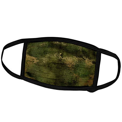 3dRose Chic Green Grunge with Script Writing and Image of Gold Texture - Face Masks (fm_326636_1)