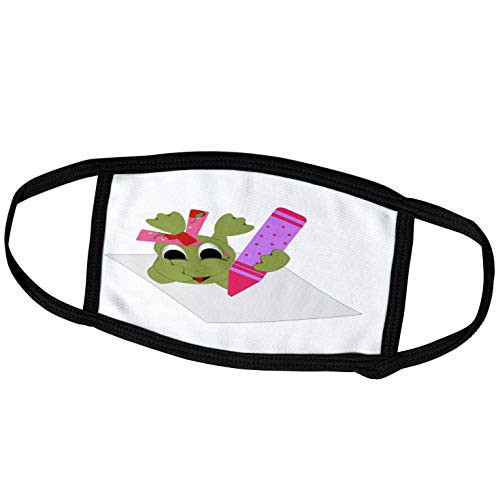 3dRose TNMGraphics Animals - Froggy Girl Writing with Crayon - Face Masks (fm_56033_1)