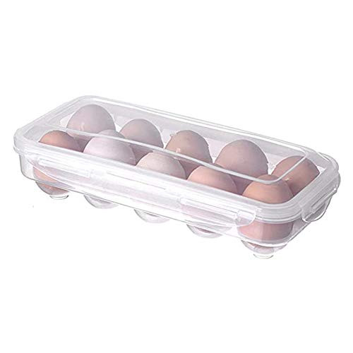 Vkarh Kitchen Egg Holder, Egg Tray for Fridge with Lid, Plastic Egg Tray Egg Storage Box Dispenser Stackable Eggs Container, 10/18 Grids(A)