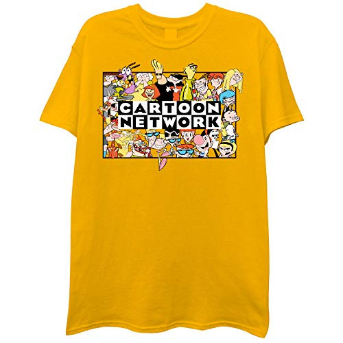 Cartoon Network Mens Throwback Shirt - Jonny Bravo and Dexter's Laboratory Tee - Throwback Classic T-Shirt (Yellow, Large)