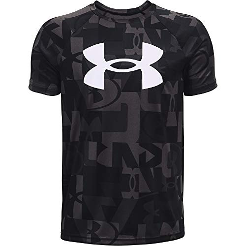 Under Armour Boys' Tech Big Logo Printed Short-Sleeve T-Shirt , Black (001)/White , Youth Medium