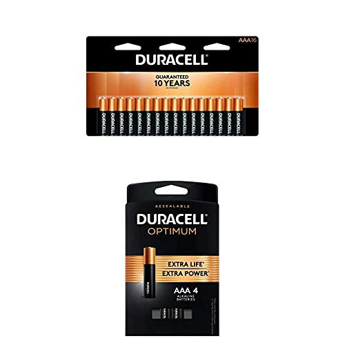 Duracell - Coppertop AAA Alkaline Batteries 16 Count plus Optimum AAA Batteries   4 Count   Long Lasting Double A Battery   Battery Alkaline AA