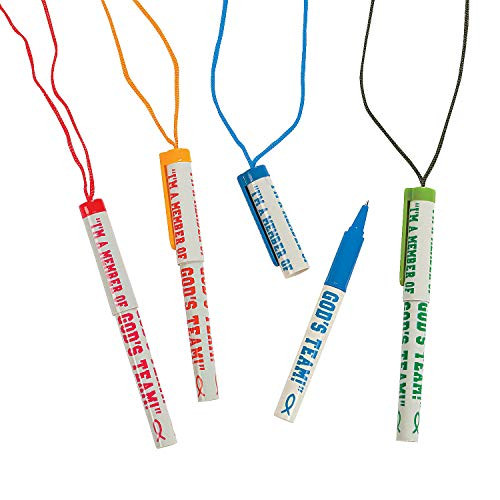 Fun Express God's Team Pen On A Rope - 12 Piece Stationery Set - Church Sunday School and VBS Supplies Fun Express God's Team Pen On A Rope - 12 Piece Stationery Set - Church Sunday School and VBS Supplies