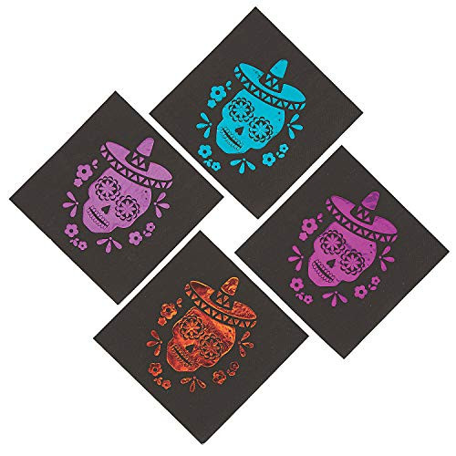Metallic Day Of The Dead Lunch Nap for Halloween - Party Supplies - Print Tableware - Print Napkins - Halloween - 16 Pieces