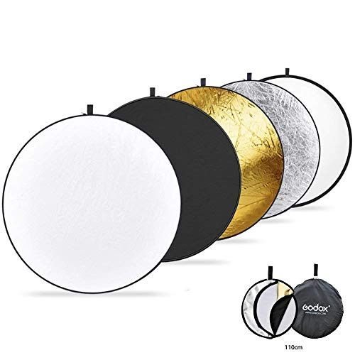 Light Reflector Photography,43-inch /110CM Portable 5 in 1 Translucent, Silver, Gold, White Black Collapsible Round Multi Disc Light Reflector Studio Any Photography Situation Light Reflector Photography,43-inch /110CM Portable 5 in 1 Translucent, Silver, Gold, White Black Collapsible Round Multi Disc Light Reflector Studio Any Photography Situation