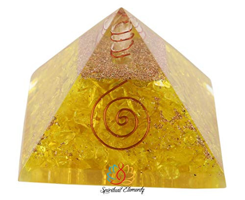 Spiritual Elementz Yellow Orgone Pyramid(3'Inch) Stone for Generating Positive Energy