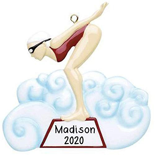 Personalized Female Swimmer Christmas Ornament   Custom Writing Female Swimmer Personalized Ornaments 2020