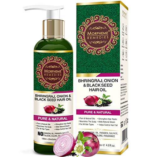 Morpheme Remedies Bhringraj, Onion  and  Black Seed Hair Oil - Supports Hair Growth - Controls Hair Fall - No Mineral Oil  and  Silicones - 120mL Morpheme Remedies Bhringraj, Onion  and  Black Seed Hair Oil - Supports Hair Growth - Controls Hair Fall - No Mineral Oil  and  Silicones - 120mL