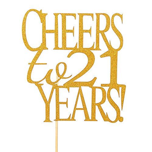 Cheers to 21 Years Cake Topper -Gold Glitter Hello 21 - Happy 21 Birthday Cake Topper 21th Birthday/Wedding Anniversary Party Decoration Cheers to 21 Years Cake Topper -Gold Glitter Hello 21 - Happy 21 Birthday Cake Topper 21th Birthday/Wedding Anniversary Party Decoration