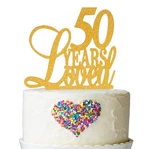 50 Years Loved Cake Topper - Cheers to 50 Years Cake Topper -Gold Glitter Happy 50th Birthday Wedding Anniversary Party Decorations 50 Years Loved Cake Topper - Cheers to 50 Years Cake Topper -Gold Glitter Happy 50th Birthday Wedding Anniversary Party Decorations