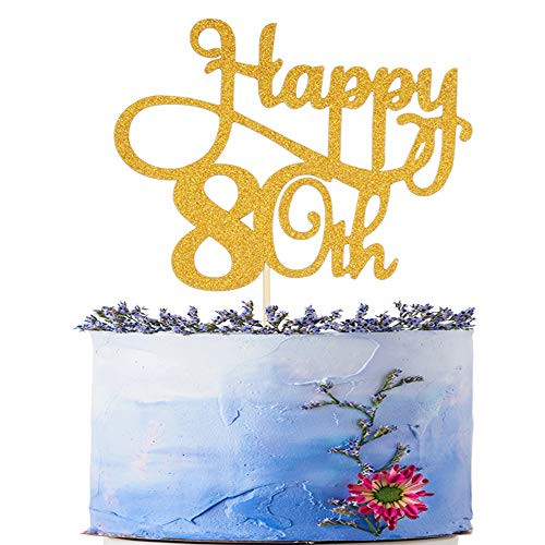 Happy 80th Birthday Cake Topper - Cheers to 80 Years Cake Topper -Gold Glitter Hello 80-80th Birthday Wedding Anniversary Party Decorations Happy 80th Birthday Cake Topper - Cheers to 80 Years Cake Topper -Gold Glitter Hello 80-80th Birthday Wedding Anniversary Party Decorations
