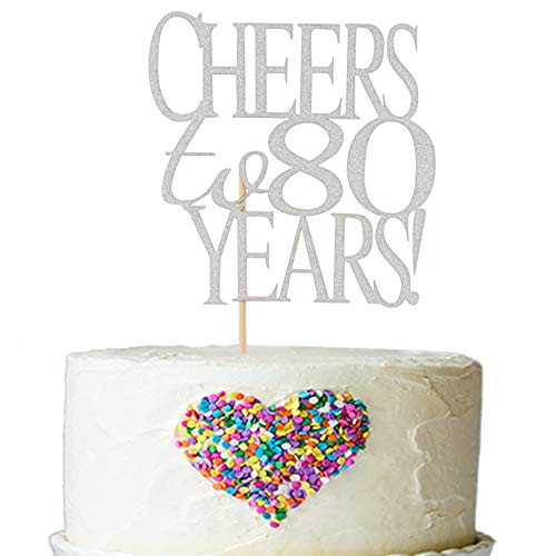 Cheers to 80 Years Cake Topper -Silver Glitter Hello 80 - Happy 80 Birthday Cake Topper 80th Birthday/Wedding Anniversary Party Decoration Cheers to 80 Years Cake Topper -Silver Glitter Hello 80 - Happy 80 Birthday Cake Topper 80th Birthday/Wedding Anniversary Party Decoration