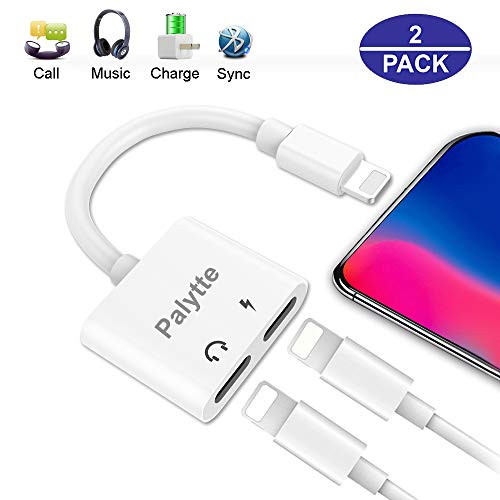 2 Pack Dual Port Adapter & Splitter, Headphone Audio & Charge Adapter Compatible with iPhone 7/7 Plus, iPhone 8/8 Plus, iPhone X