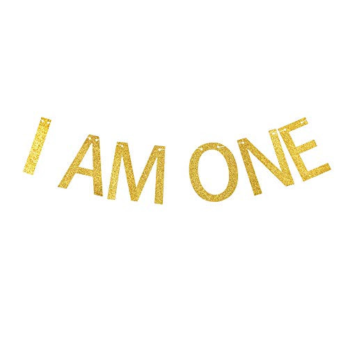 I AM ONE Banner, Baby Boys/Girls First/1st Birthday Party Signs Decorations Gold Gliter Paper Garland I AM ONE Banner, Baby Boys/Girls First/1st Birthday Party Signs Decorations Gold Gliter Paper Garland
