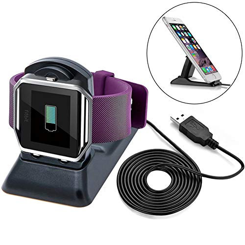 Fitbit Blaze Charger Charging Stand Accessories,Fitbit Blaze Charging Dock Station Cradle Holder Charging Clip Premium Plastic Bracket Cable for Fitbit Blaze Smart Watch -Black