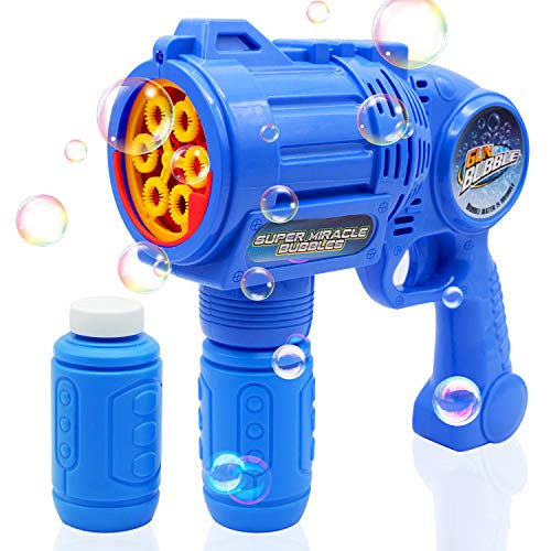 Ultimate Bubble Gun Bubble Blaster  Blue Crefun SB9312 Light Up Bubble Blower Safe Durable Simple Handheld Bubble Machine Bubble Toys for Kids Party Favor Birthday Wedding Including 2 Bubble Solution