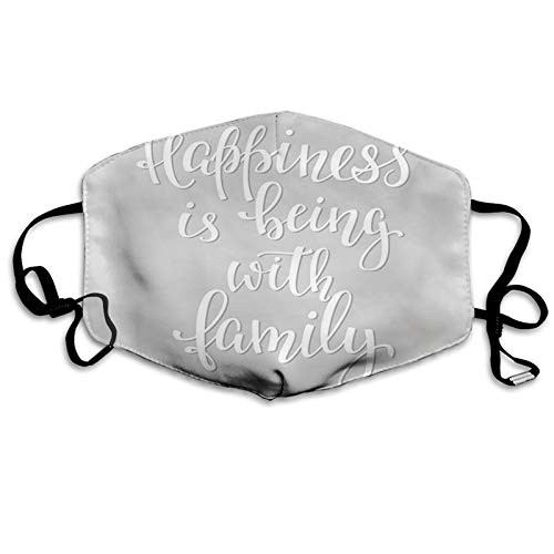 Positive Family Themed Message Happiness Hand Writing Callig Mouth Cover for Women,Face Mask Reusable Washable Cloth for Men