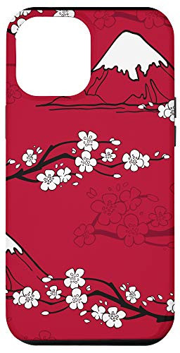 iPhone 12 Pro Max Japanese Pink Cherry Blossom Sakura Flower Red Background Case