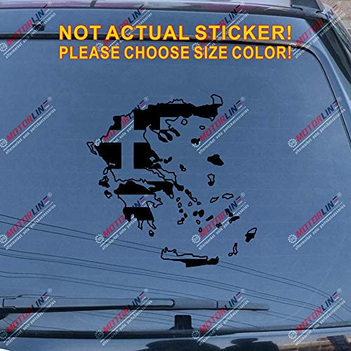 3S MOTORLINE Flag Map of Greece Greek Decal Sticker Car Vinyl Pick Size Color die Cut (Black, 12'' (30.5cm))