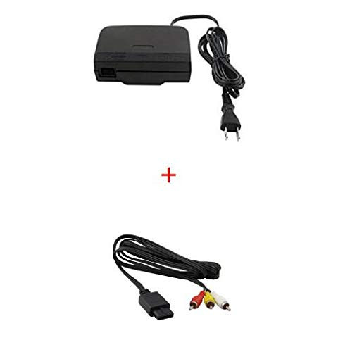 WiCareYo AC Power Supply Adapter Wall Charger US Plug with AV TV Video AV Cable for N64 Console