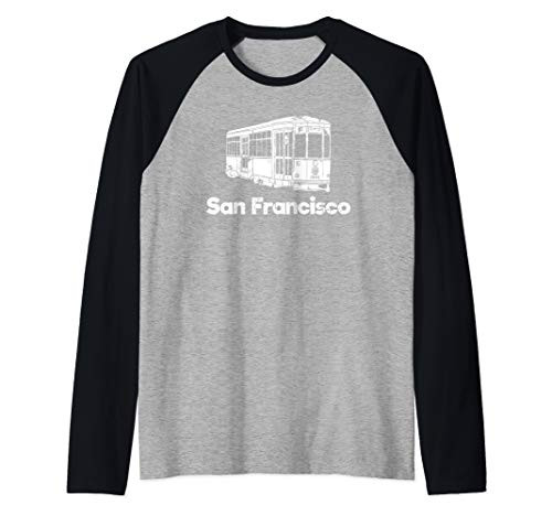 Vintage San Francisco Retro Art Gift San Francisco Cable Car Raglan Baseball Tee