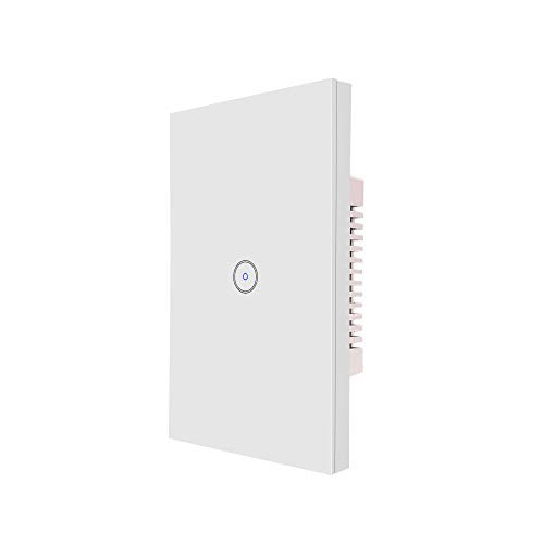 Jinvoo WiFi smart wall touch light switch, smart phone remote control, compatible with iOS and Android, with Alexa Echo and Google Assistant, ETL certified (1gang smart switch-White 1pack)