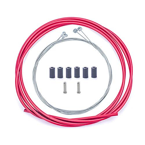 GAKA Bike Brake Cable Housing Set Mountain Bicycle Brake Cable and Housing Kit Brake Cable Wire Replacement Universal Standard for MTB or Road Bikes?Red?