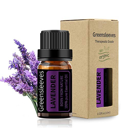 GREENSLEEVES Lavender Essential Oil 100percent Pure Organic Therapeutic Grade Aromatherapy Oil 10ml for Massage, Skin Care, Diffuser