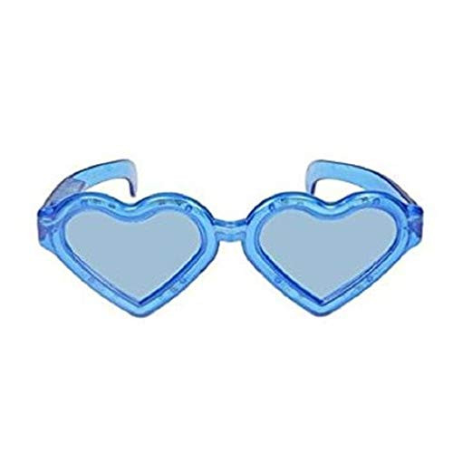 The Electric Mammoth 1 Pair of LED Flashing Light Up Huge Jumbo Heart Valentines Day Glasses Shades (Blue)