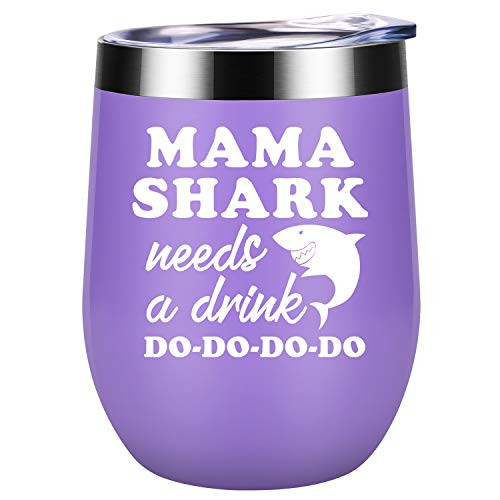 Mothers Day Gifts for Mom from Daughter, Son - Mama Shark Needs a Drink - Funny Mothers Day Gifts for Wife, Any Mom, New Mom, Mom to be - First Mothers Day Gifts - Coolife Mommy Shark Wine Tumbler Cup Mothers Day Gifts for Mom from Daughter, Son - Mama Shark Needs a Drink - Funny Mothers Day Gifts for Wife, Any Mom, New Mom, Mom to be - First Mothers Day Gifts - Coolife Mommy Shark Wine Tumbler Cup