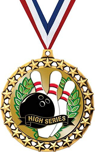 Bowling Medal, 2 1/2 inch Galaxy Star Bowling High Series Medals, Great Bowling Ball Awards 1 Pack Prime