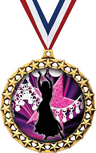 Belly Dancing Medal, 2 1/2 inch Galaxy Star Belly Dancer Medals, Great Dance Awards 1 Pack Prime