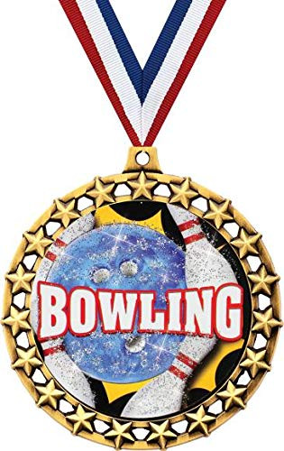 Bowling Medal, 2 1/2 inch Galaxy Star Bowling Strike Medals, Great Bowling Awards 1 Pack Prime