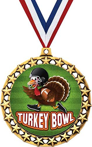 Turkey Bowl Medal, 2 1/2 inch Galaxy Star Turkey Bowl Medals, Great Turkey Awards 1 Pack Prime