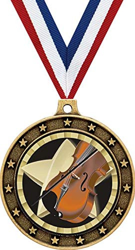 Violin Gold Medals - 2 1/2 inch Universe Star Violin Music Medal Award Prime
