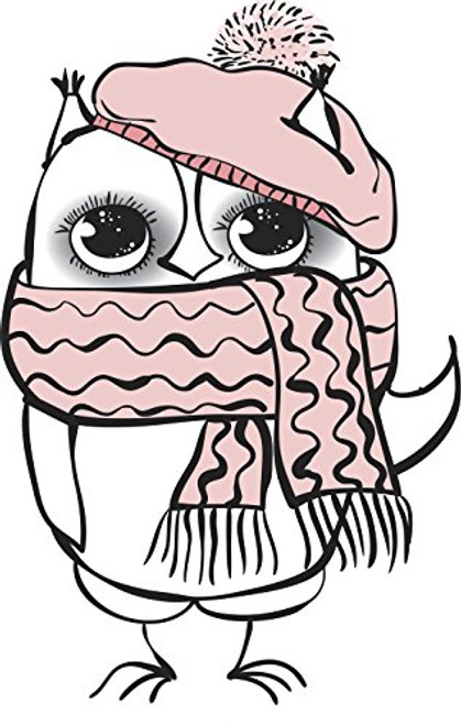 Sweet Girly Owl with Winter Scarf Pen Sketch Vinyl Sticker (12 inch Tall)