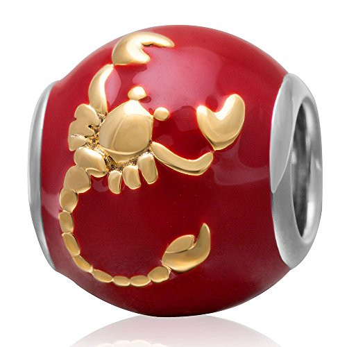 Birthday Zodiac Sign Charms Original 925 Sterling Silver Enamel Charms with Clear Cz for Bracelet (Red Scorpio) Birthday Zodiac Sign Charms Original 925 Sterling Silver Enamel Charms with Clear Cz for Bracelet (Red Scorpio)
