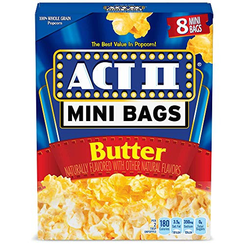 ACT II Butter Microwave Popcorn, 8-Count 1.6-oz. Mini Bags (Pack of 6)