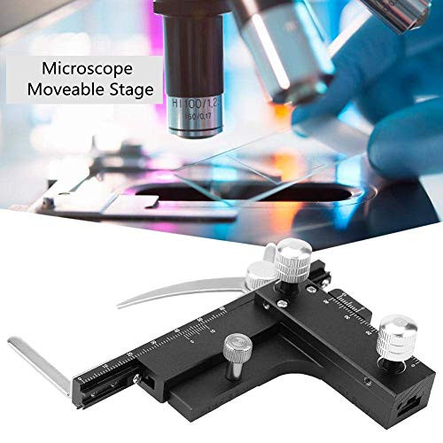 Microscope Moveable Caliper, Microscope Accessories Movable Caliper Ruler, Microscope Attachable Mechanical Stage X-Y Moveable Stage Caliper with Scale, for Microscope Calipers