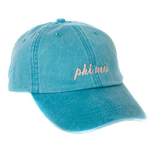 Phi Mu (N) Sorority Baseball Hat Cap Cursive Name Font (Bright Blue - N)