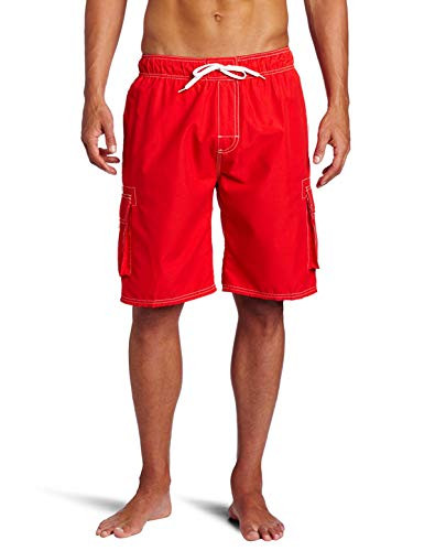 Kanu Surf Men's Barracuda Swim Trunks (Regular  and  Extended Sizes), Red, XX-Large