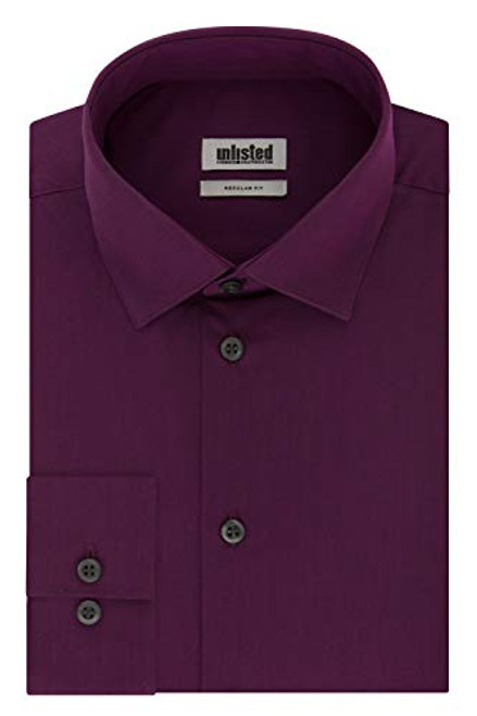 Unlisted by Kenneth Cole mens Regular Fit Solid Dress Shirt, Raspberry, 16 -16.5 Neck 34 -35 Sleeve Large US