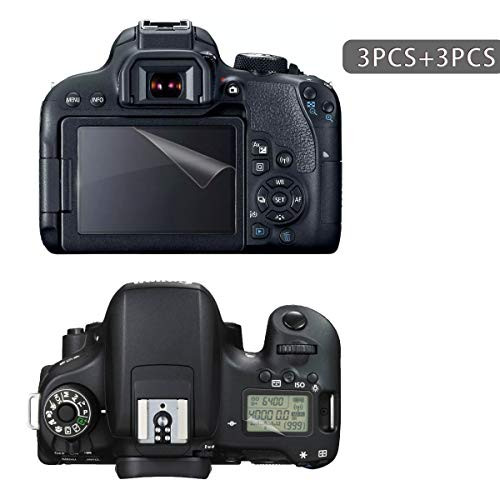 [ 6 PCS ] Frgnie Screen Protector Compatible Canon EOS 760D, Ultra-Thin HD Display Screen Protector + Ultra-Thin HD Shoulder Screen Protector for EOS 80D 70D T7i(800D) T6s(760D) T6i(750D) Camera