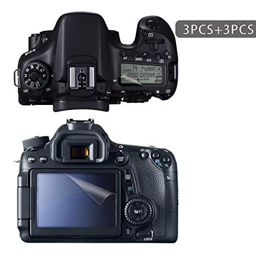 [ 6 PCS ] Screen Protector Compatible Canon EOS 70D / 80D, FRGNIE Ultra-Thin HD Display + Shoulder Screen Protector for EOS 70D / 80D Camera