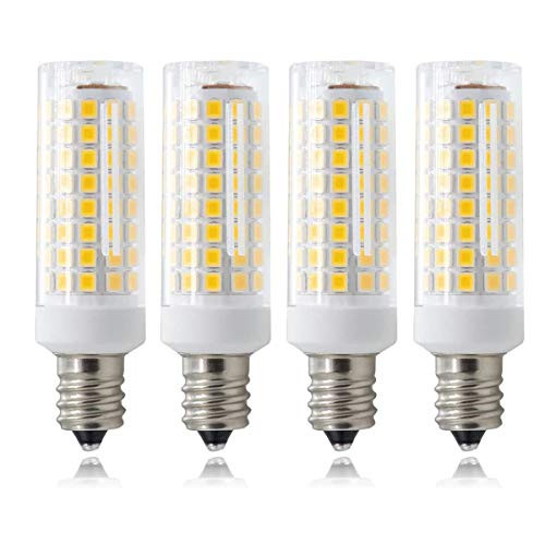 E12 LED Bulb 8W C7 Bulb Equivalent to E12 Halogen Bulb 75W, Warm White 3000K T3/T4 Base 120V E12 Candelabra Bulbs for Ceiling Fan, Chandelier Lighting 4-Pack