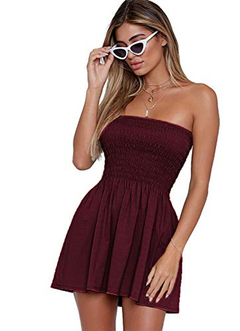 Angelegant Tube Top Dress Women Sexy Strapless Mini Dress Sleeveless Summer Dresses (S, Wine) Angelegant Tube Top Dress Women Sexy Strapless Mini Dress Sleeveless Summer Dresses (S, Wine)