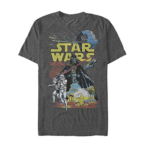 STAR WARS Men's Rebel Classic Graphic T-Shirt, Charcoal Heather, Medium